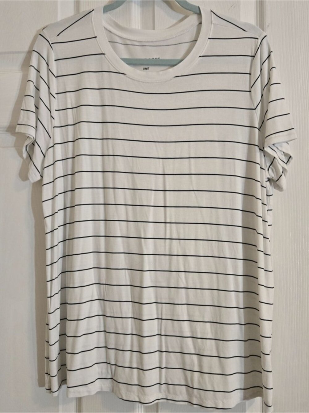 White Tee with Black Stripe Detail
